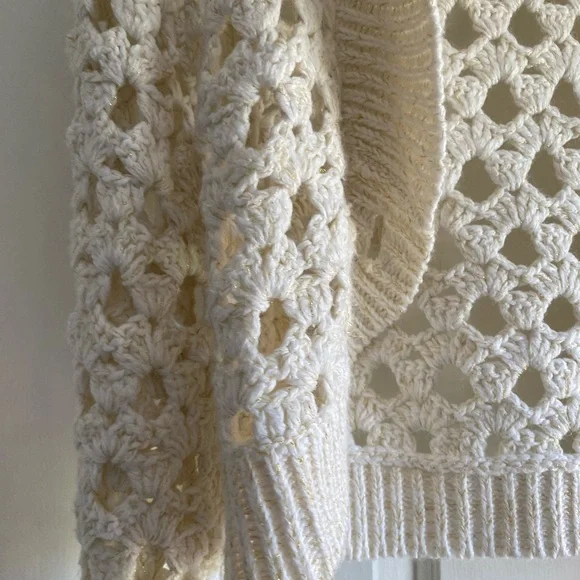 Candie's Cream Crochet Women's Shrug - Picture 3 of 5